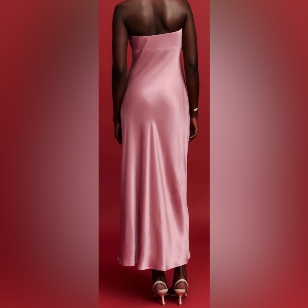 NWT Reformation Joana Silk Strapless Dress Rose Petals Pink Size Medium - Picture 4 of 11